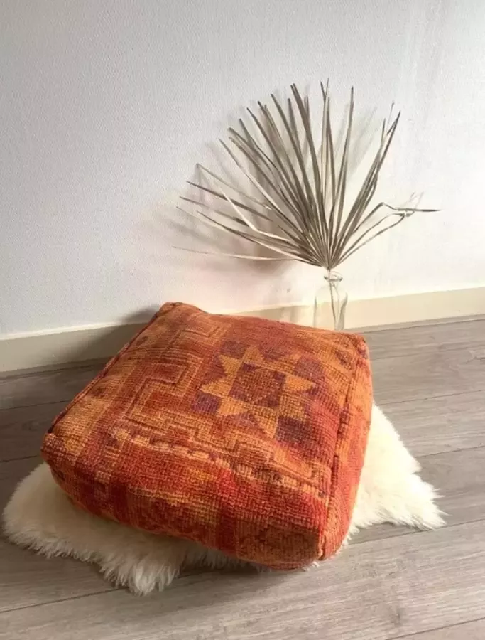 Boho-Wonen Marokkaanse kelim poef handgemaakt