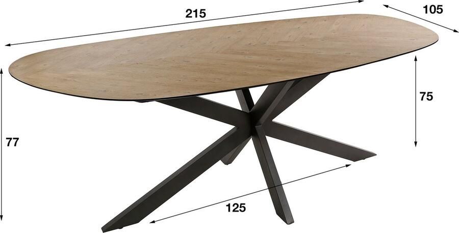 Bold Living Eetkamertafel Vancouver Visgraat Naturel Teakhout