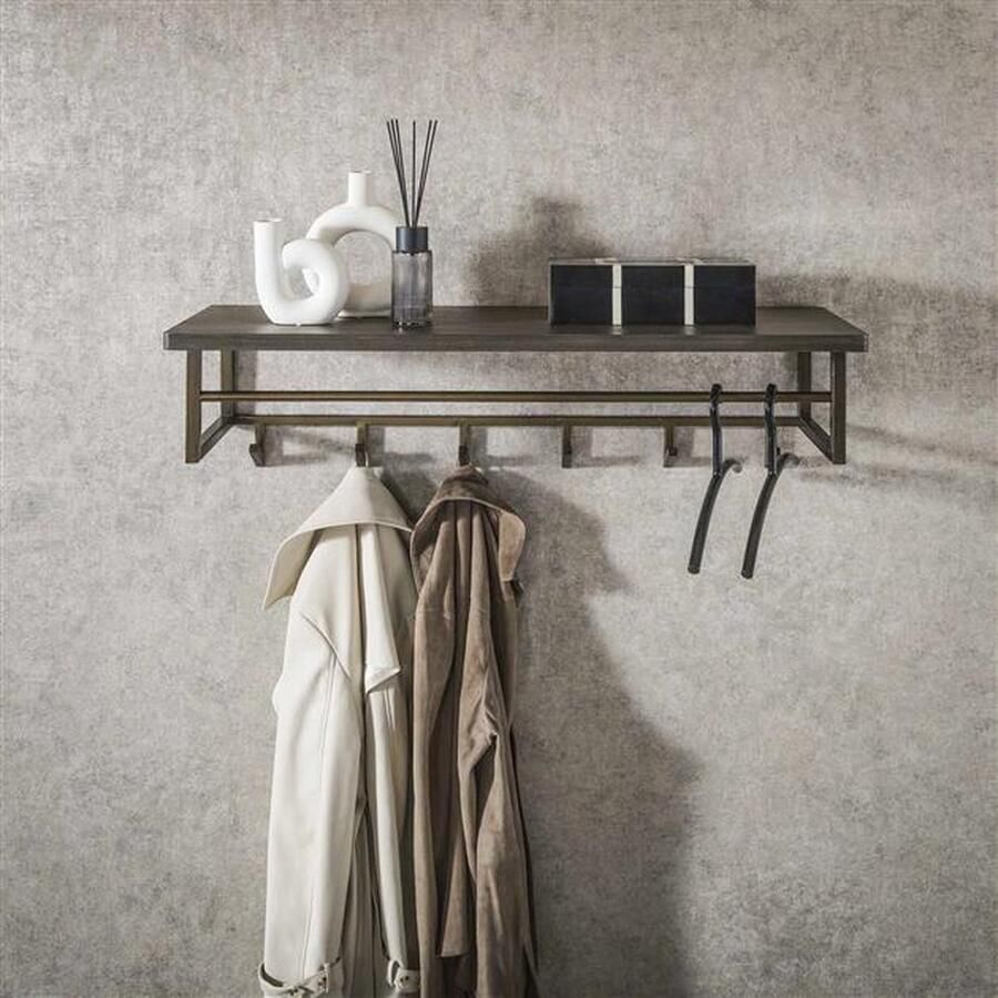 Hoyz Collection Kapstok Ferro 6 Haken Hoedenplank Brons Antiek