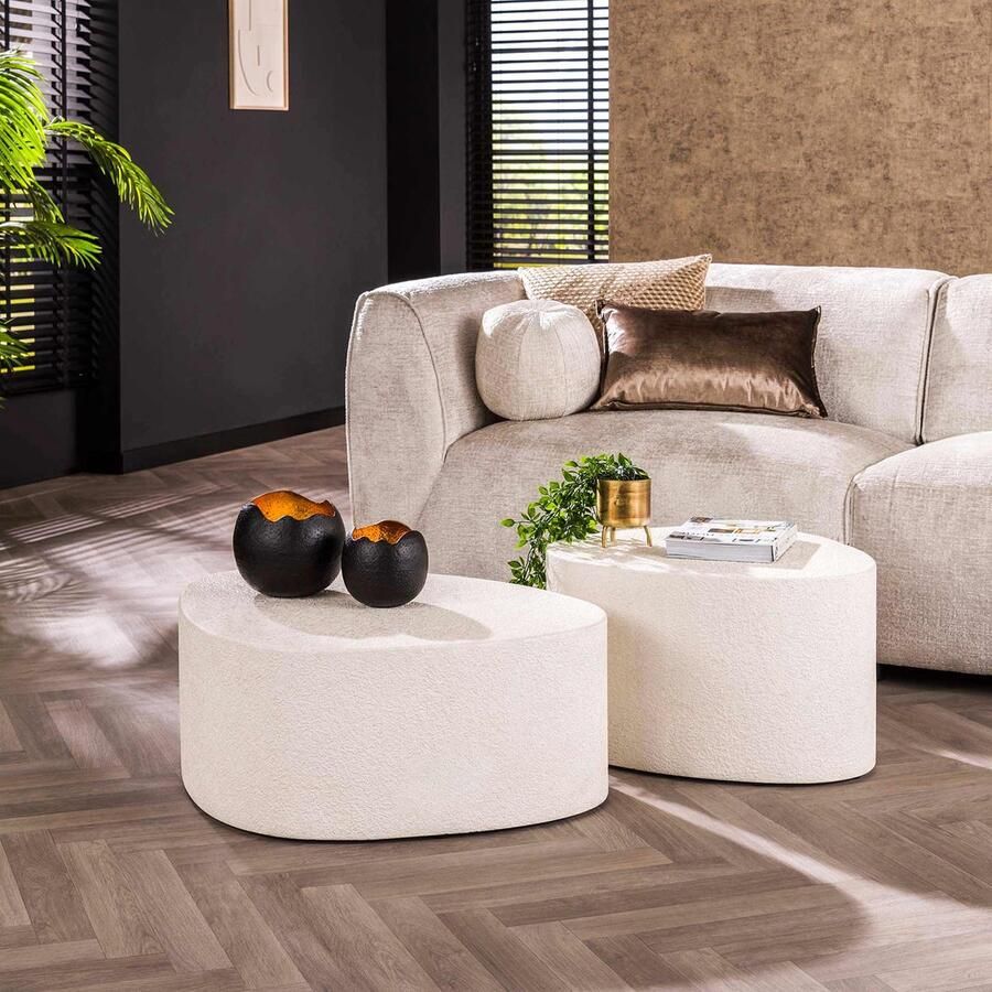 Dimehouse DH Interior Salontafel set van 2 Zaya driehoekig marmer composiet 60 x 81 x 30 cm Marmer Japandi Organisch