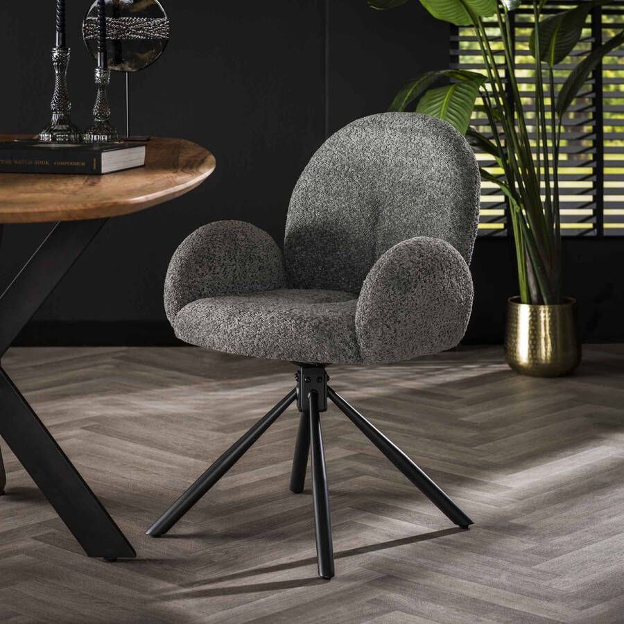 Bold Living Eetkamerstoel Lima Grijs Bouclé