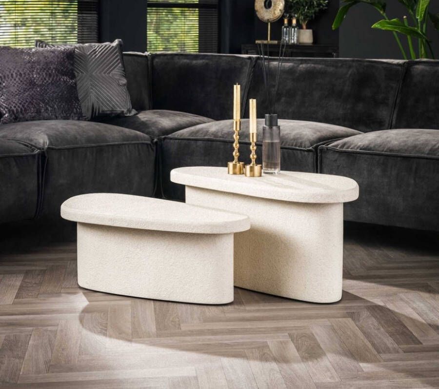 Bold Living Salontafel Set Lamar Groot Wit Marmer