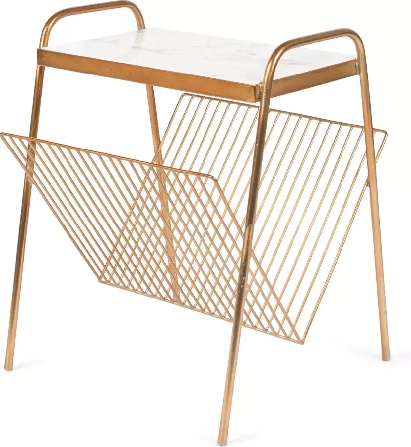 Bold Monkey Keep It Tidy bijzettafel tijdschriftenrek Marmer Wit Goud
