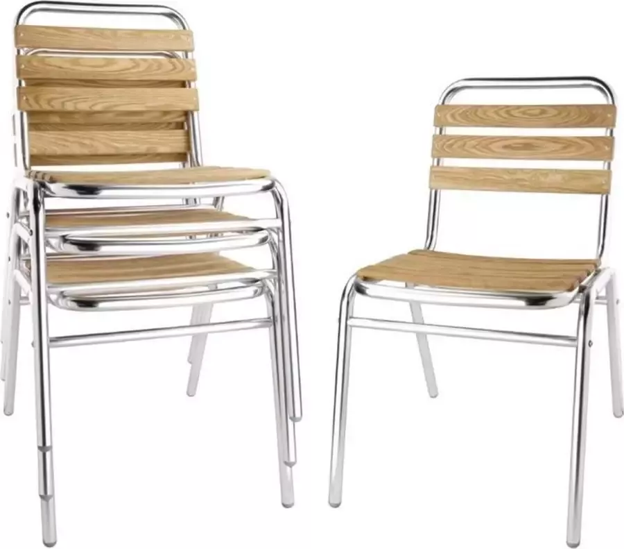 Bolero Aluminium Stoel met Essenhout ( Set van 4 )