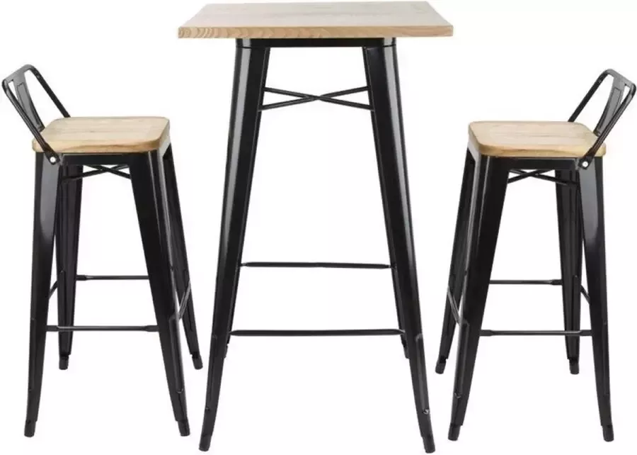 Bolero Bistro Bartafel Met Houten Blad Zwart FB595