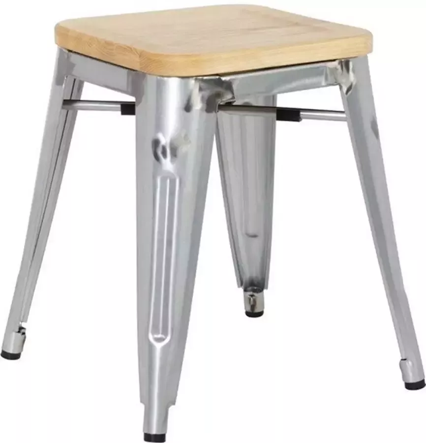 Bolero Bistro Gegalvaniseerd Stalen Stoel Met Houten Zitting (4 Stuks) GM634