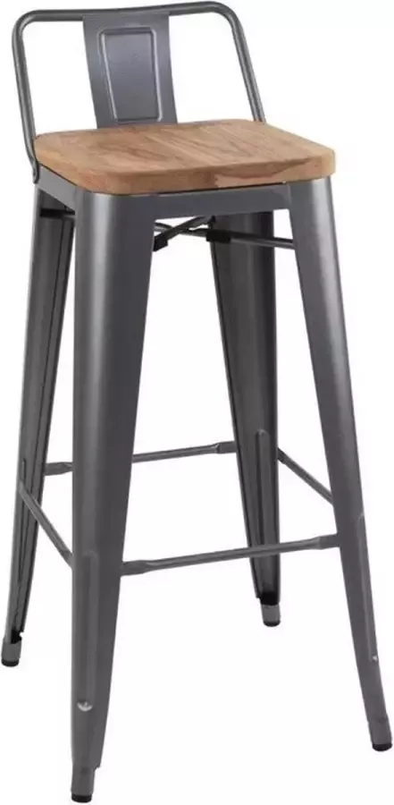 Bolero Bistro Hoge Barstoel Met Houten Zitting Grijs (4 Stuks) FB624 Horeca & Professioneel