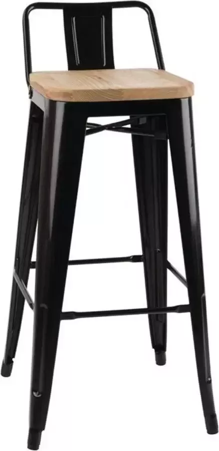 Bolero Bistro Hoge Barstoel Met Houten Zitting Zwart (4 Stuks) FB623 Horeca & Professioneel