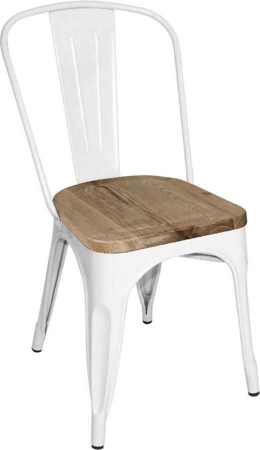 Bolero Bistro Bijzetstoelen met Houten Zitkussen Wit (4 Stuks) GM644 Horeca & Professioneel