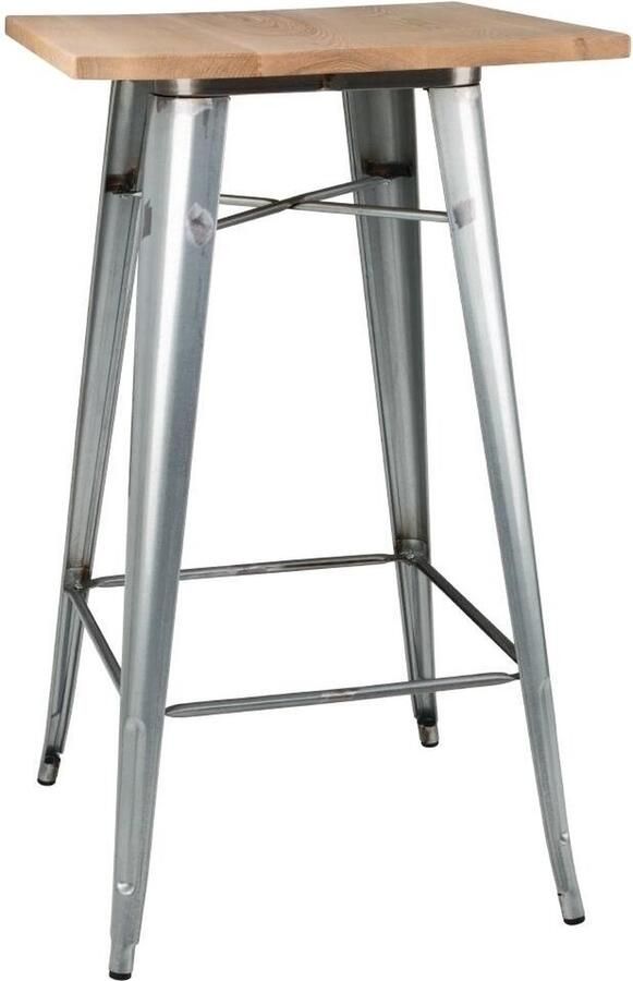 Bolero Bistrobartafel met Houten Blad Gegalvaniseerd Staal (Enkel) FB599