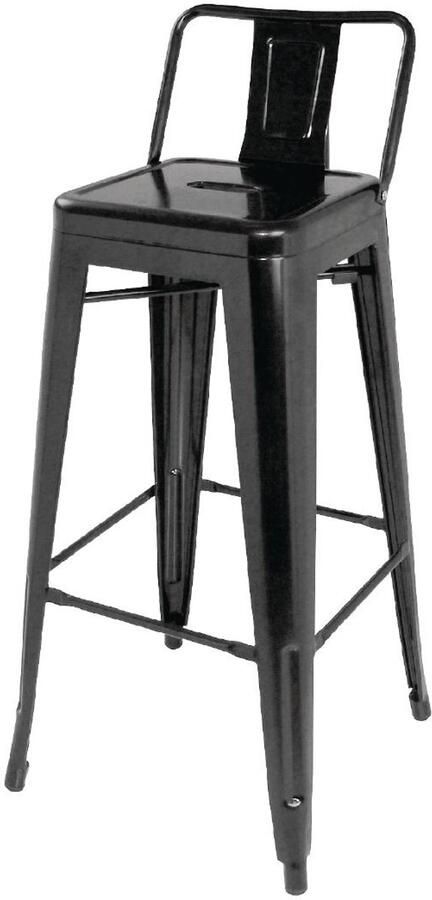 Bolero Stalen Bistro Barkruk Met Rugleuning Zwart (4 Stuks) DL882 Horeca & Professioneel