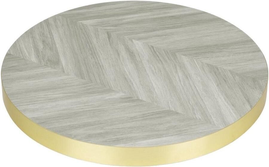 Bolero Voorgeboord Rond Tafelblad Chevron Design 600mm FU511