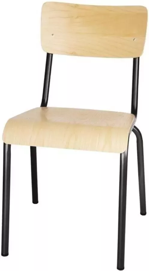 Bolero Cantina Stoelen Met Houten Zitting En Rugleuning Metallic Grijs (4 Stuks) FB942 Horeca & Professioneel
