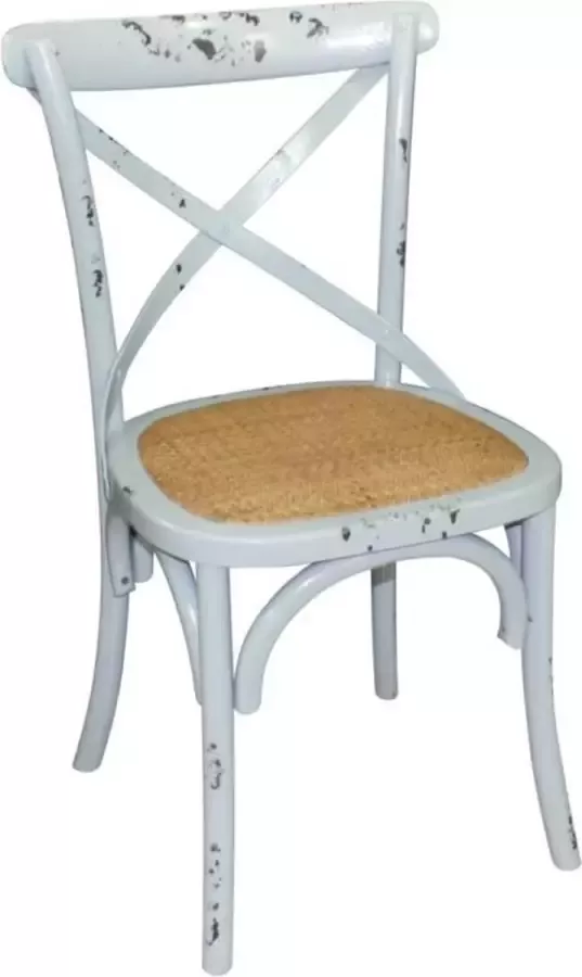 Bolero houten stoelen met gekruiste rugleuning antiek blue wash (2 stuks)