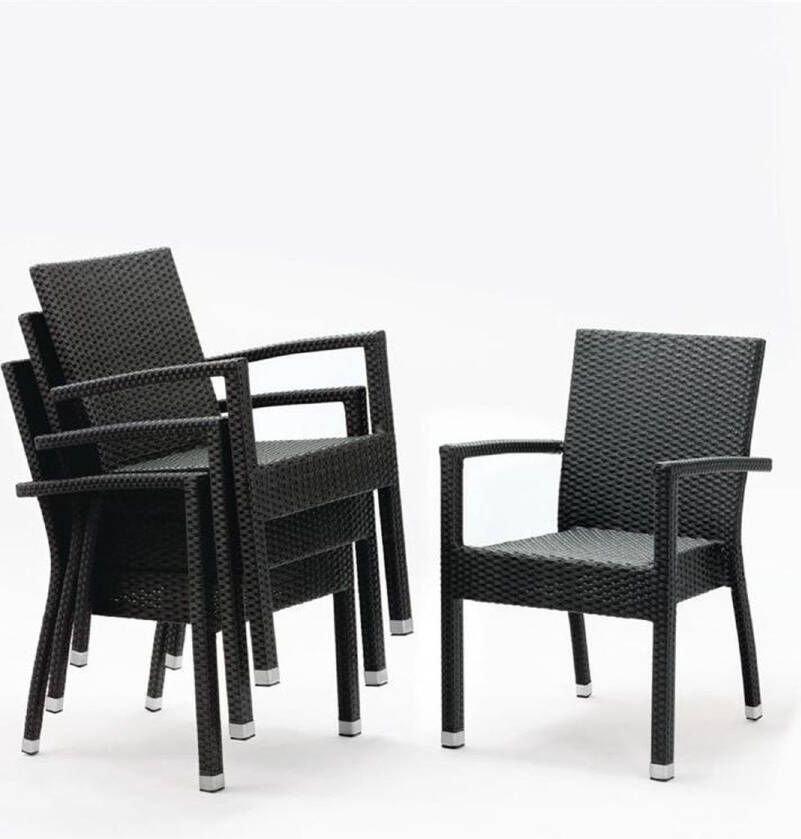 Bolero Kunststof Rotan Stoel Zwart ( Set van 4 )