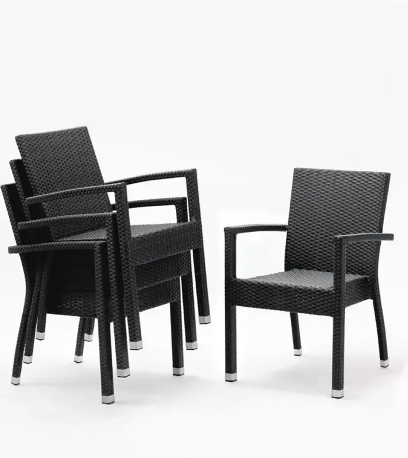 Bolero Kunststof Rotan Stoel Zwart ( Set van 4 ) - Foto 2