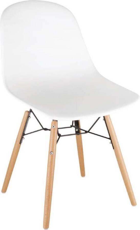 Bolero Kunststof Stoel met Houten Poten Wit ( 2 Stuks )