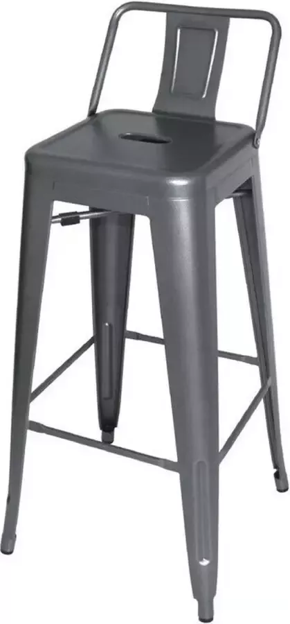 Bolero Stalen Bistro Barkruk Met Rugleuning Grijs (4 Stuks) DM935 Horeca & Professioneel