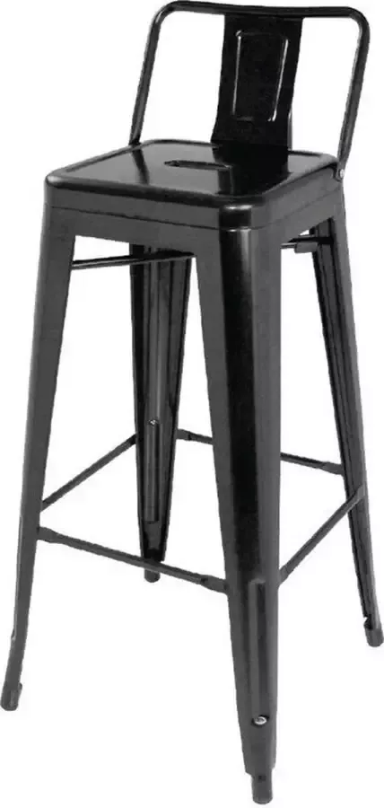 Bolero Stalen Bistro Barkruk Met Rugleuning Zwart (4 Stuks) DL882 Horeca & Professioneel