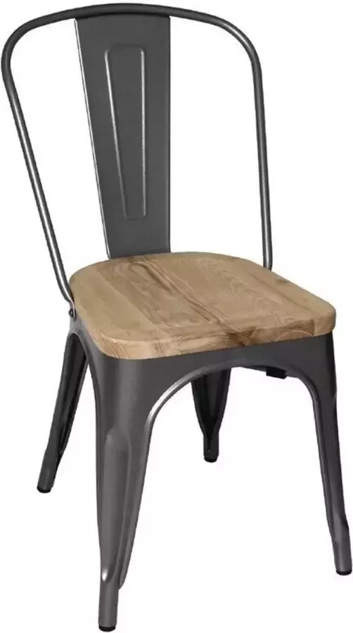 Bolero Stalen Stoelen Met Houten Zitting Grijs (4 Stuks) GG708 Horeca & Professioneel