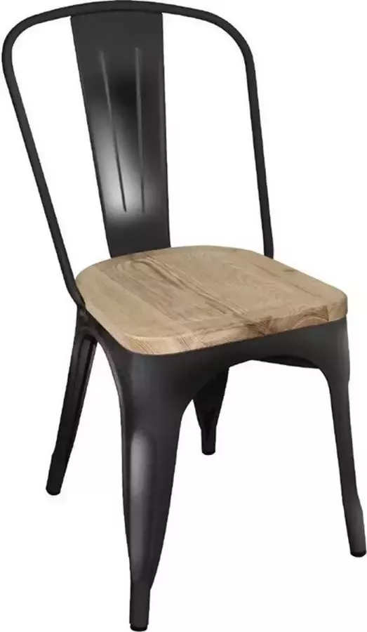 Bolero Stalen Stoelen Met Houten Zitting Zwart (4 Stuks) GG707 Horeca & Professioneel