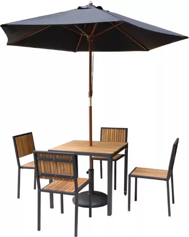 Bolero vierkante stalen en acaciahouten tafel 80x80cm DS152