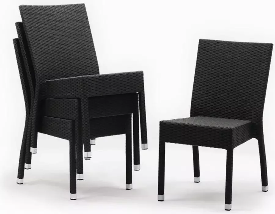Bolero Zwarte Kunststof Rotan Stoel (Set van 4)