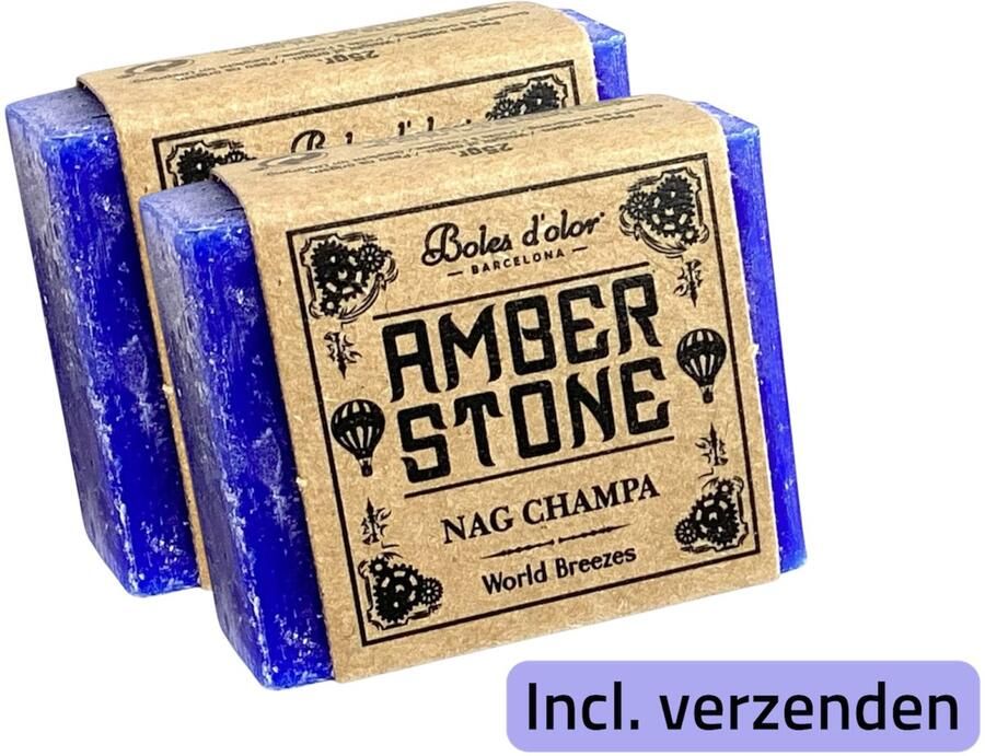 Boles d olor Amberblokjes 2x 'Boles d'olor Nag Champa' Inclusief verzenden Amber stone blokje Geurblokje Geurverfrisser Luchtverfrisser Verfrisser Parfum Kleding Kast Lade Geurbrander Brander Meditatie Yoga Ontspanning Kalmerend