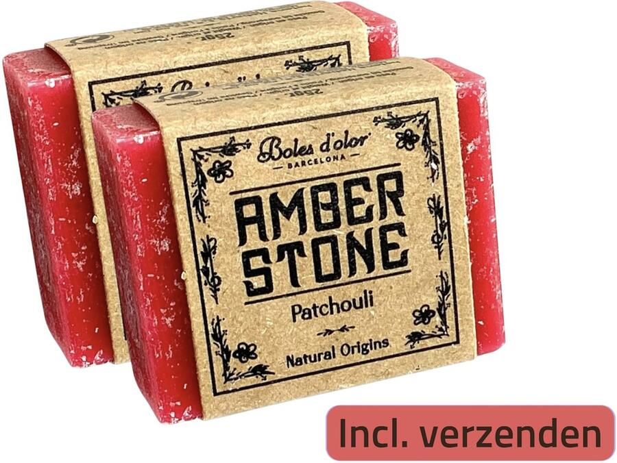 Boles d olor Amberblokjes 2x 'Boles d'olor Patchouli' Inclusief verzenden Amber stone blokje Geurblokje Geurverfrisser Luchtverfrisser Verfrisser Parfum Kleding Kast Lade Geurbrander Brander Meditatie Yoga Ontspanning Kalmerend