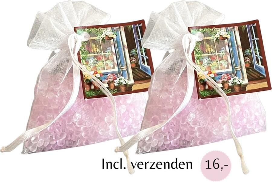 Boles d olor Geurparels 2x 'Boles d'olor Flower Shop' Inclusief verzenden Bloemen Geurkorrels Geurzakje Geurbuiltjes Geurbuiltje Geurverfrisser Luchtverfrisser Verfrisser Parfum Frisse geur Hanger Kledingkast Kleding Kast Roze
