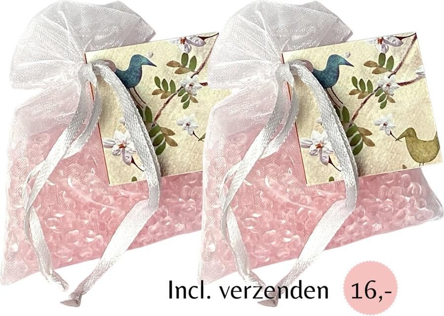 Boles d olor Geurparels 2x 'Boles d'olor Jazmin Blanca' Inclusief verzenden Jasmijn Geurkorrels Geurzakje Geurbuiltjes Geurbuiltje Geurverfrisser Luchtverfrisser Verfrisser Parfum Frisse geur Hanger Kledingkast Kleding Kast Roze