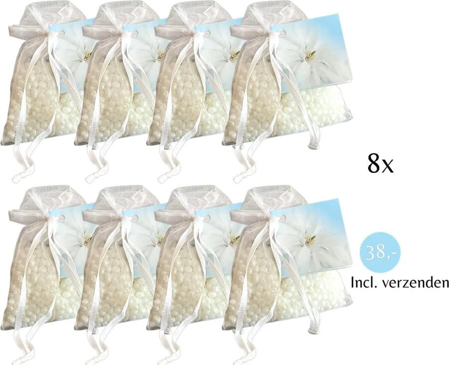 Boles d olor Geurparels 8x 'Boles d'olor Gardenia' Inclusief verzenden Geurkorrels Geurzakje Geurbuiltjes Geurbuiltje Geurverfrisser Luchtverfrisser Verfrisser Parfum Frisse geur Hanger Kledingkast Kleding Kast