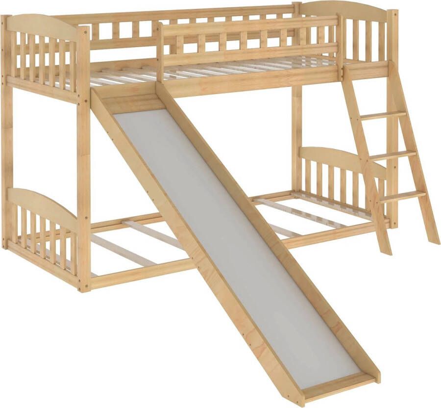 Bolifybuy Stapelbed Met glijdbaan massief grenen kinder bed kinderbedden 200x90