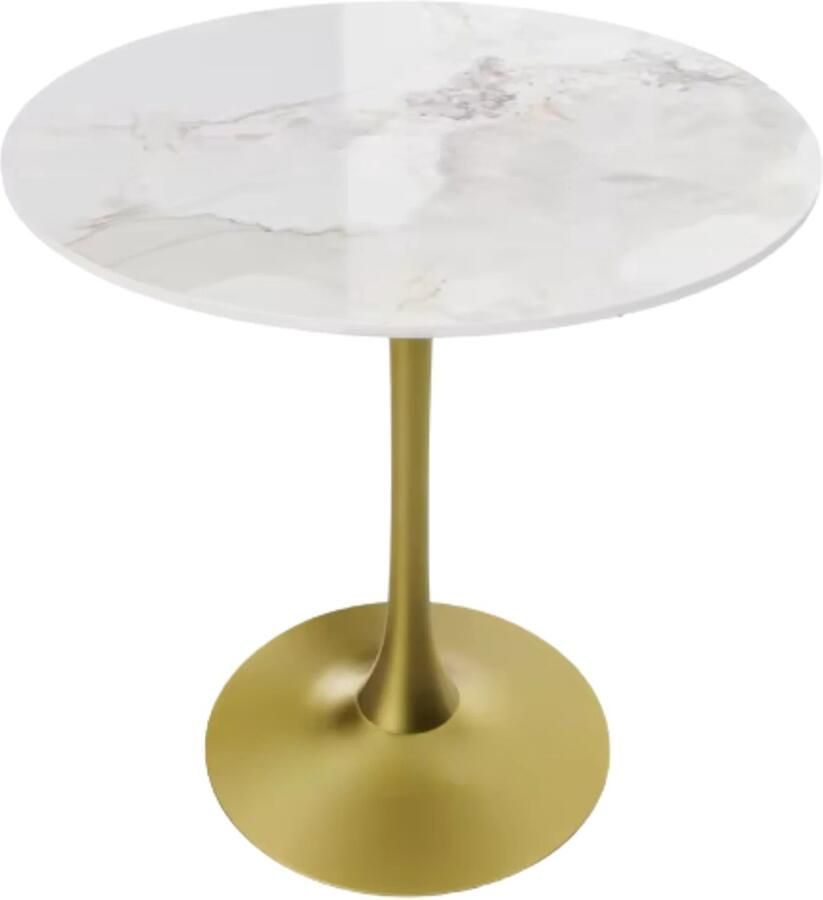 Bolt Edge 78 cm Hoge Ronde Keuken Eettafel Gesinterde Stenen Top met Voetstuk Base Bistro Tafel voor Vrije Tijd en Hoogteverstelling