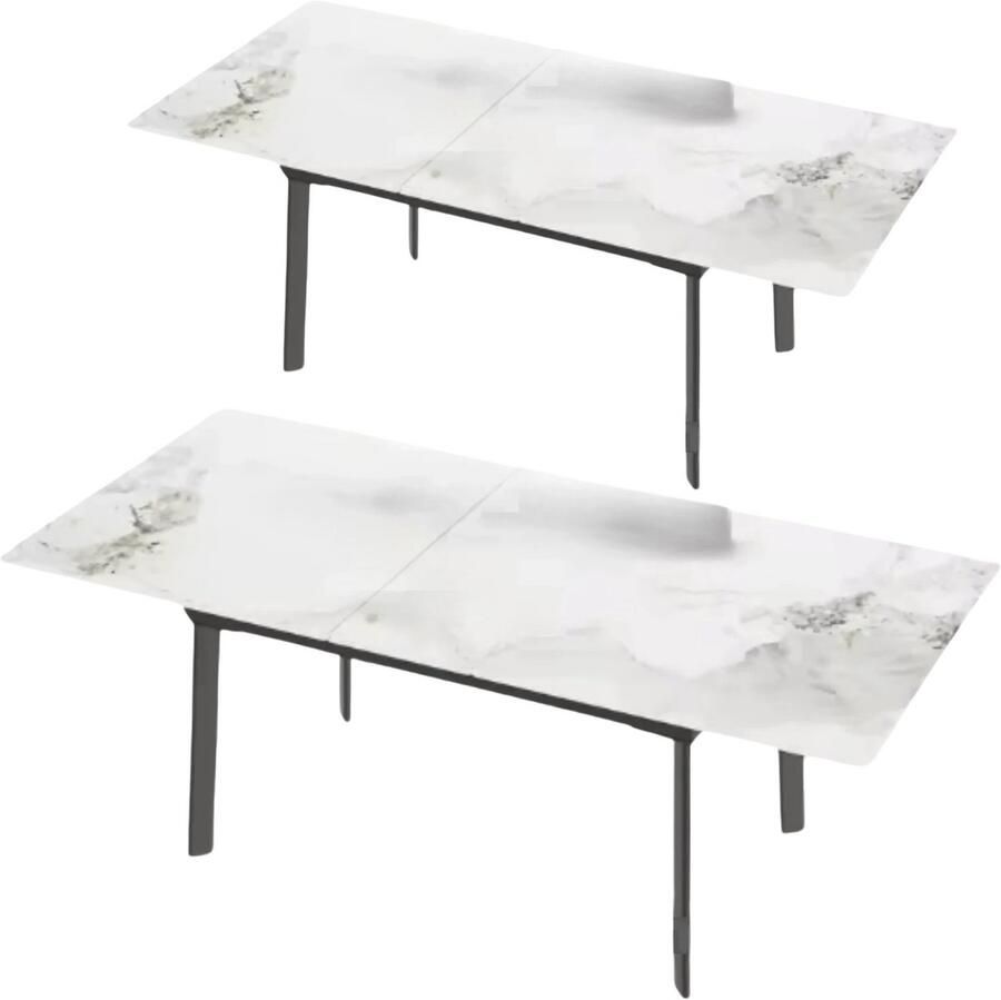 Bolt Edge 8-10 Personen Gesinterde Stenen Eettafel 180 cm Uitschuifbare Kerst Keuken Eettafel met Metalen Frame