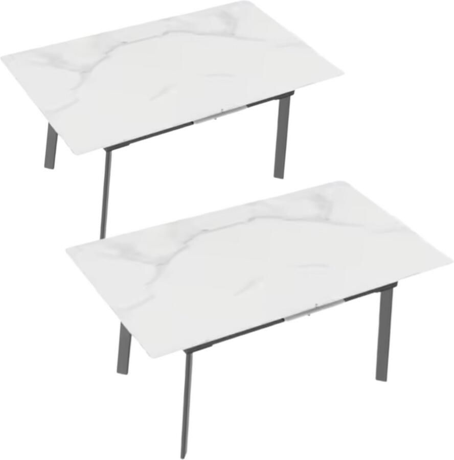 Bolt Edge 8-10 Personen Gesinterde Stenen Eettafel 180 cm Uitschuifbare Keuken Eettafel voor Kerst Metalen Frame