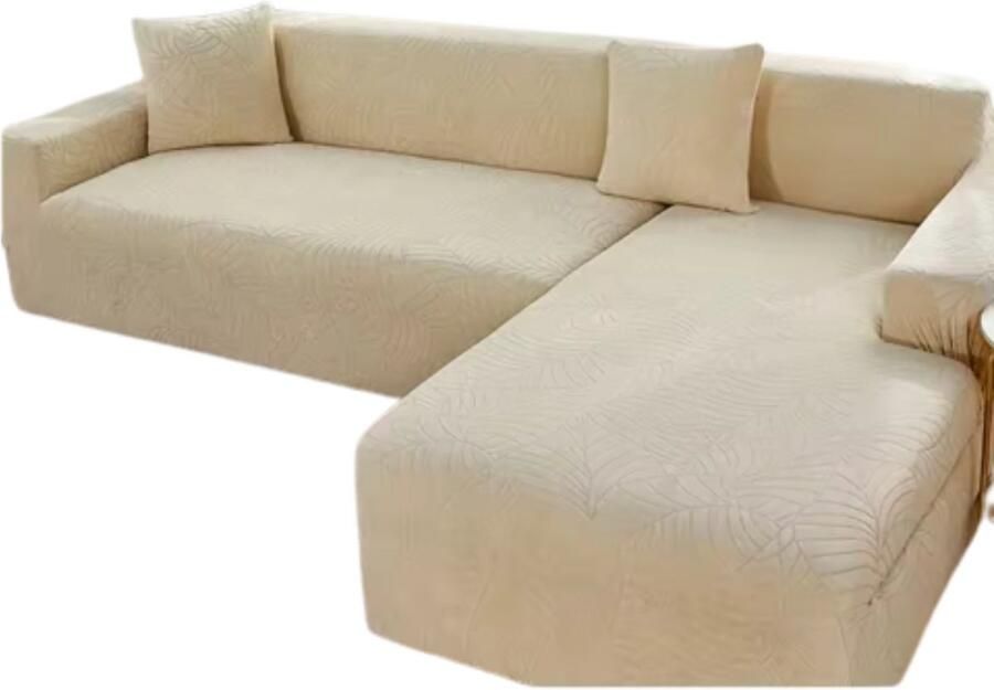 Bolt Edge Bankhoes zacht Waterdicht 4 zitsbank of voor hoekbank 235-300cm L-vorm Bankbeschermer Zetelhoes Zetelovertrek Stertch Wit creme