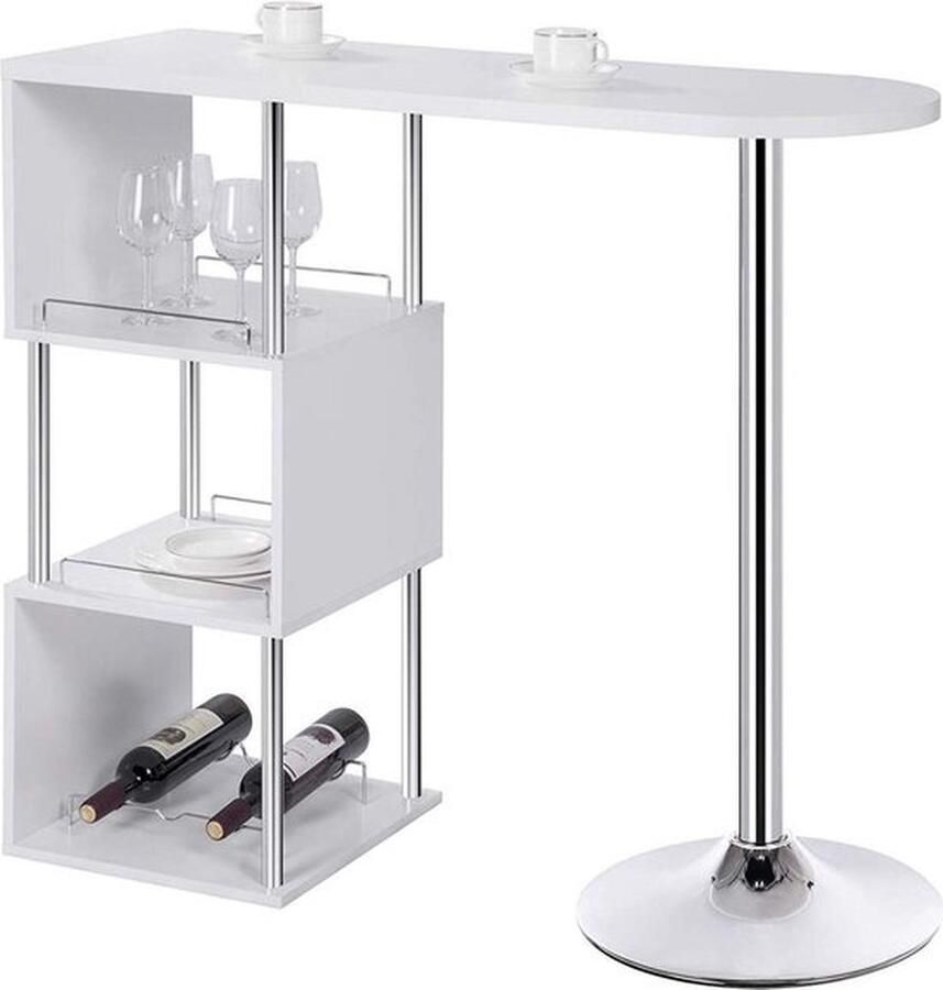Bolt Edge Bartafel Met Opbergruimte Keuken Metalen Poot Wit 113x40x105cm