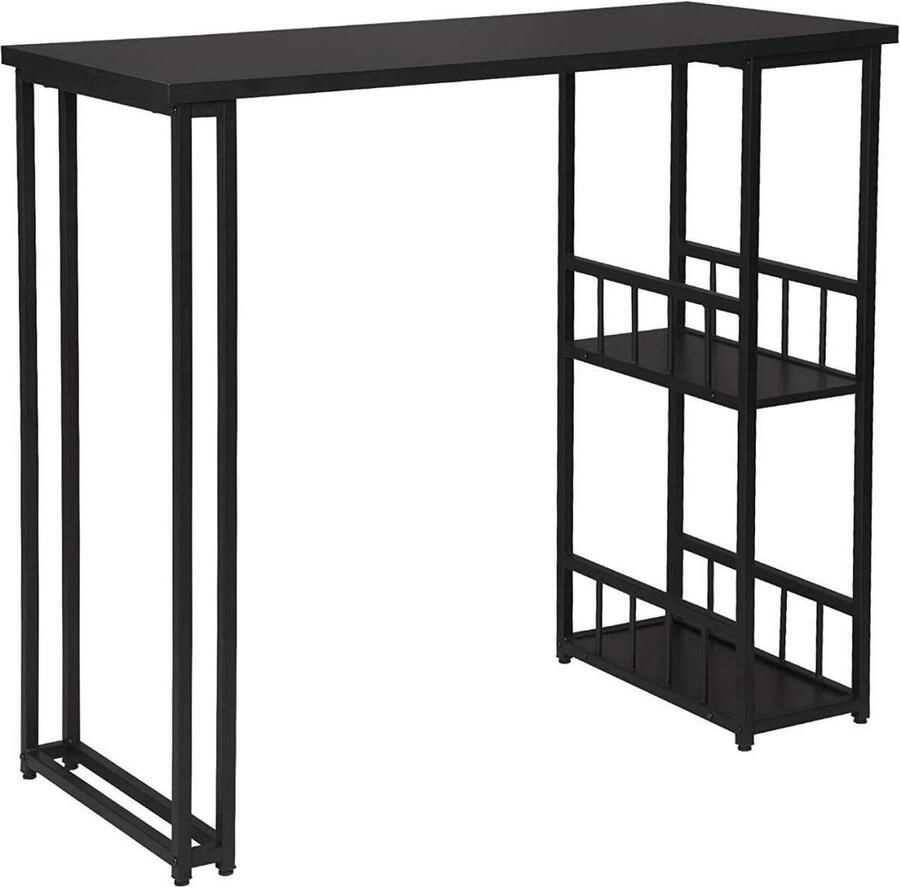 Bolt Edge Bartafel Zwart Hout & Metaal Met Rekje 120x40x105cm