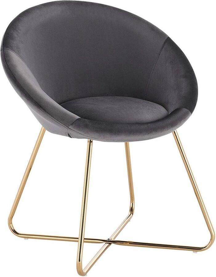 Bolt Edge Bezoekersstoel Donkergrijs Velvet Metalen Poten Deluxe Eetkamerstoel Zithoogte 44cm Set van 1
