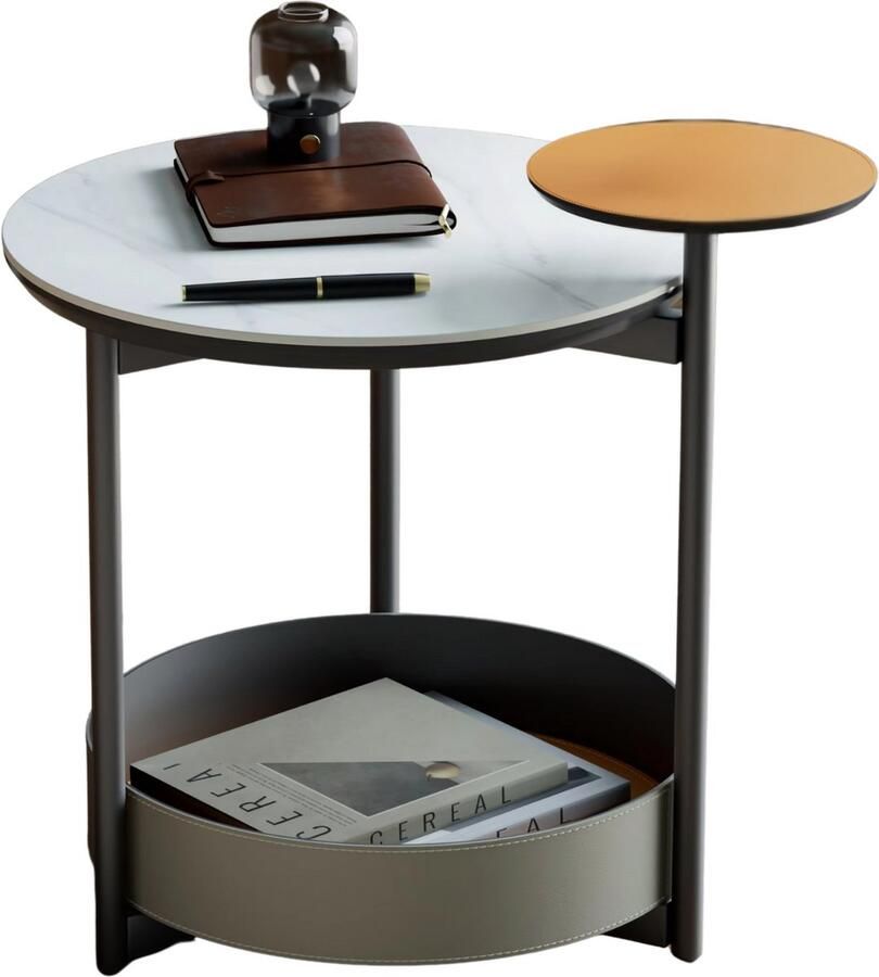 Bolt Edge Bijzettafel Luxios Bijzettafeltjes voor woonkamer of slaapkamer Zadelleren Planken Wachtruimte Uniek Accent