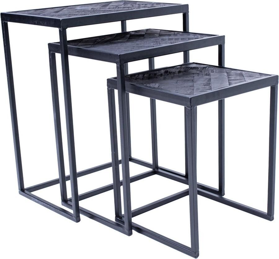 Bolt Edge Bijzettafel Set van 3 Industrieel Rond Geschikt voor laptop of ontbijt