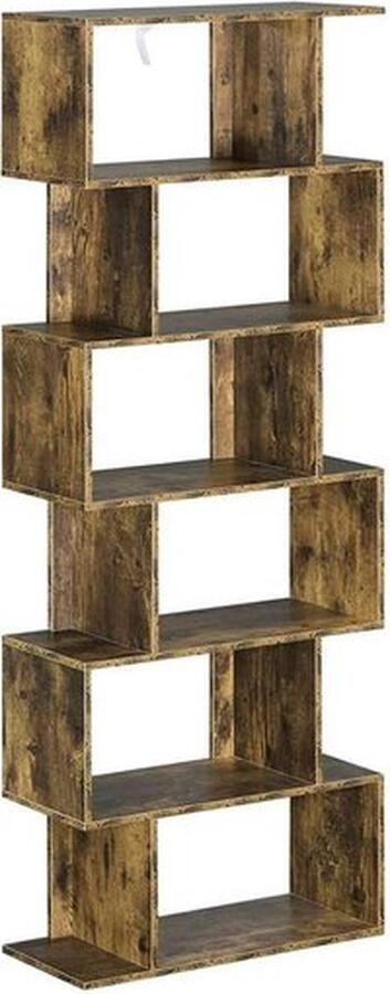 Bolt Edge Boekenkast 6 Vakken Bruin Houten Boekenkast 60x23.5x160CM