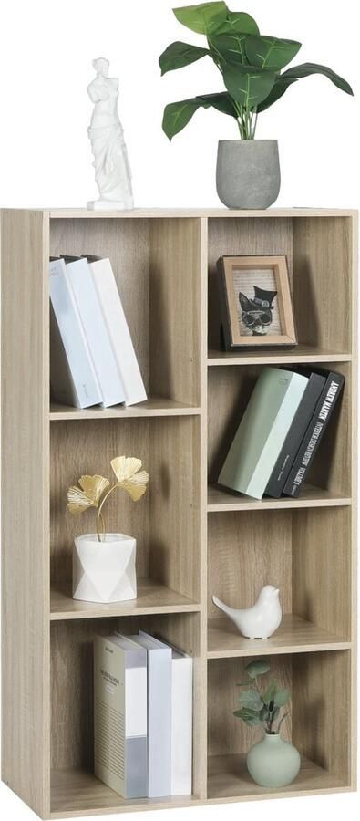 Bolt Edge Boekenkast 7 Vakken Oak MDF Voor Woonkamer en Slaapkamer