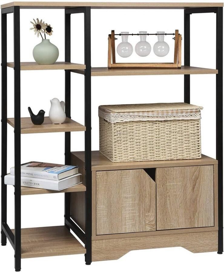 Bolt Edge Boekenkast Industrieel Oak Zwart 6 lagen 80x35x97cm