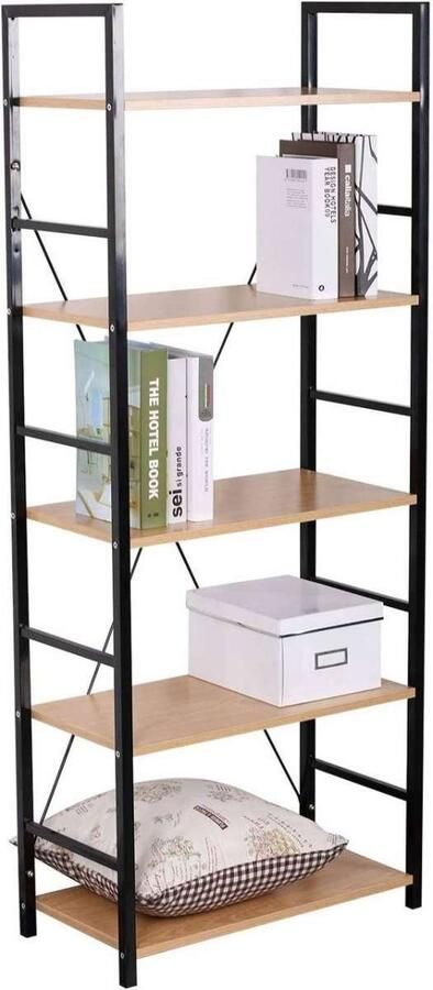 Bolt Edge Boekenkast Industrieel Zwart Oak 5 lagen 60x28x148cm