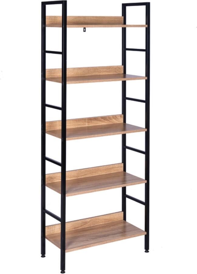 Bolt Edge Boekenkast Industrieel Zwart Oak 60x27.5x126cm 5 Planken