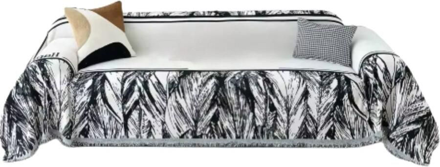 Bolt Edge Boho Bankhoes Bankbeschermer 180x340cm Zachte chenille Geruit design Zetelhoes Zetelovertrek Zwart wit