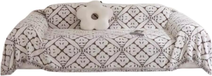 Bolt Edge Boho Bankhoes Bankbeschermer 180x340cm Zachte chenille Geruit design Zetelhoes Zetelovertrek Coffee