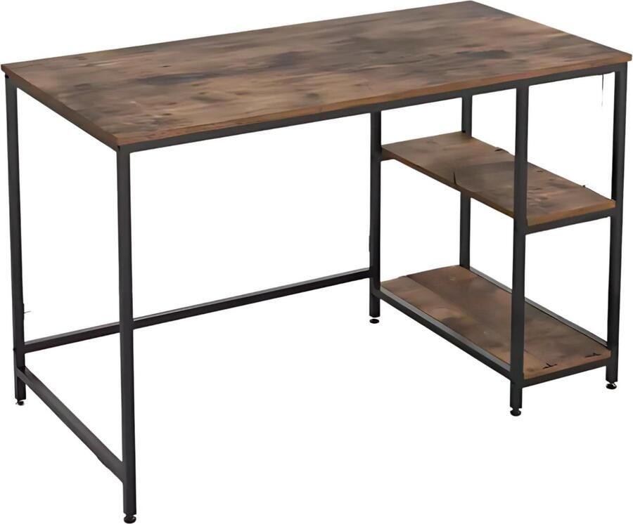 Bolt Edge Bureau met open opbergplanken Multifunctioneel schraagbureau voor thuiskantoor en studiowerkstation Bruin 120x60 cm